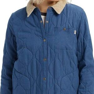 Burton Quilted Women's Jacket Blue with Cream Sherpa Collar size XS